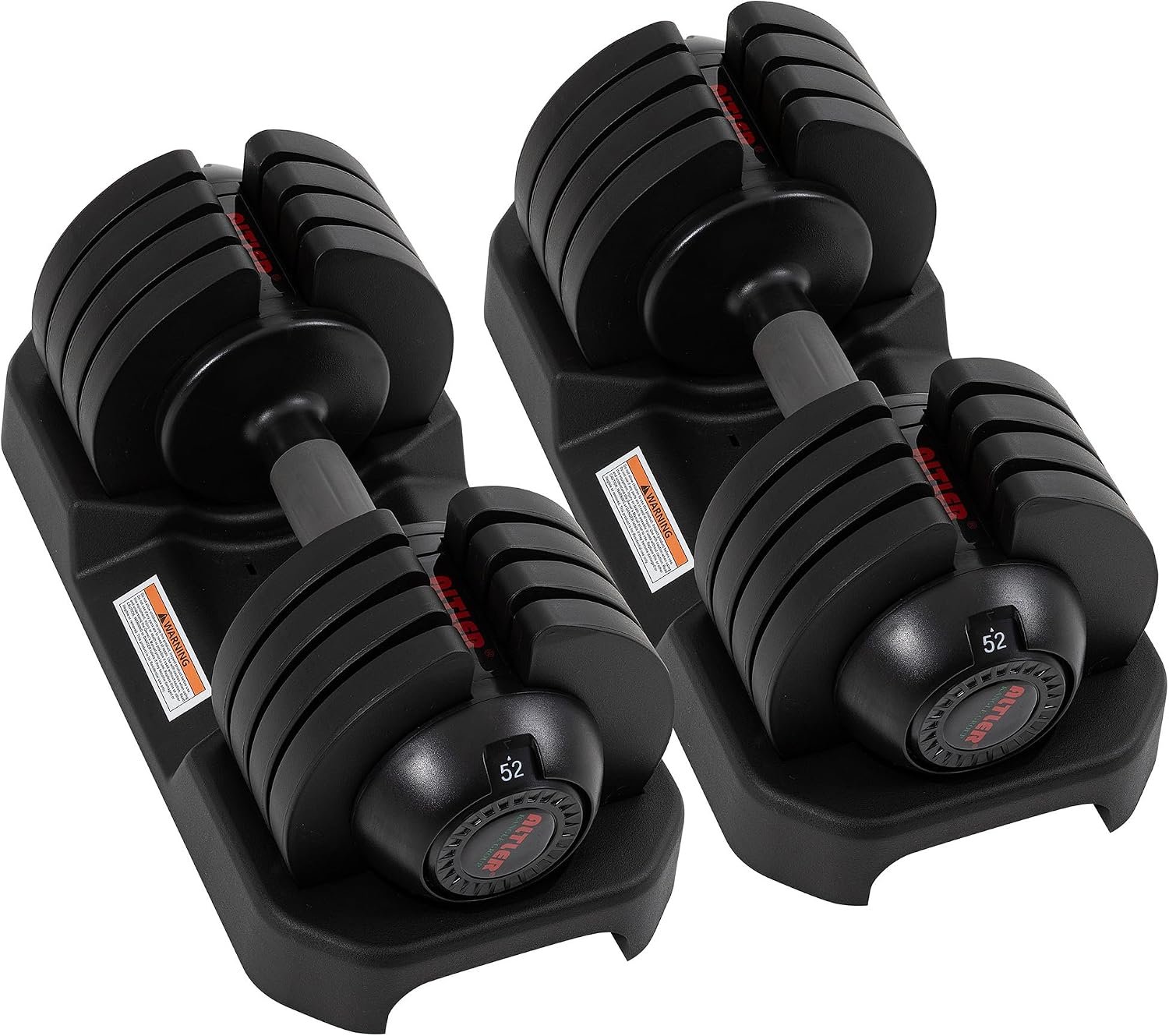 ALTLER Adjustable Dumbbell Set, 25/52LB Pair with Tray for Workout Strength Training Fitness, Adjustable Weight Dial Dumbbell with Anti-Slip Handle and Weight Plate for Home Exercise