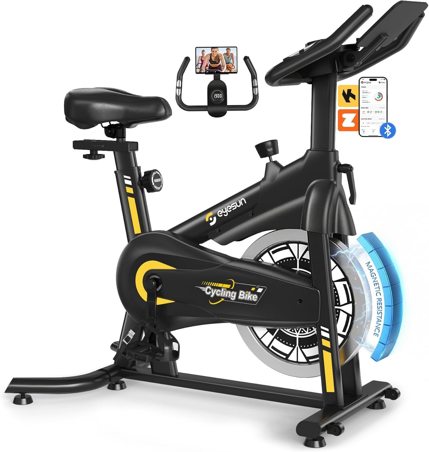 Exercise Bikes for Home, Exercise Bike with Adjustable Friction, Brake Pad Resistance Silent Belt Drive, 330lbs Weight Capacity &Upgraded Version Seat for Home Cardio&Weight Loss