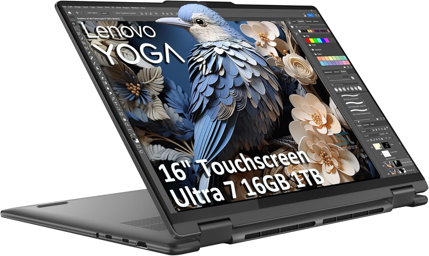 Lenovo Yoga 7i 2-in-1 Business Laptop (16″ FHD+ Touchscreen, Intel Ultra 7 155U (Beat i7-1355U), 16GB DDR5 RAM, 1TB SSD), Backlit, Fingerprint, 1080p IR Webcam, 2x Thunderbolt 4, Win 11 Home, AI PC