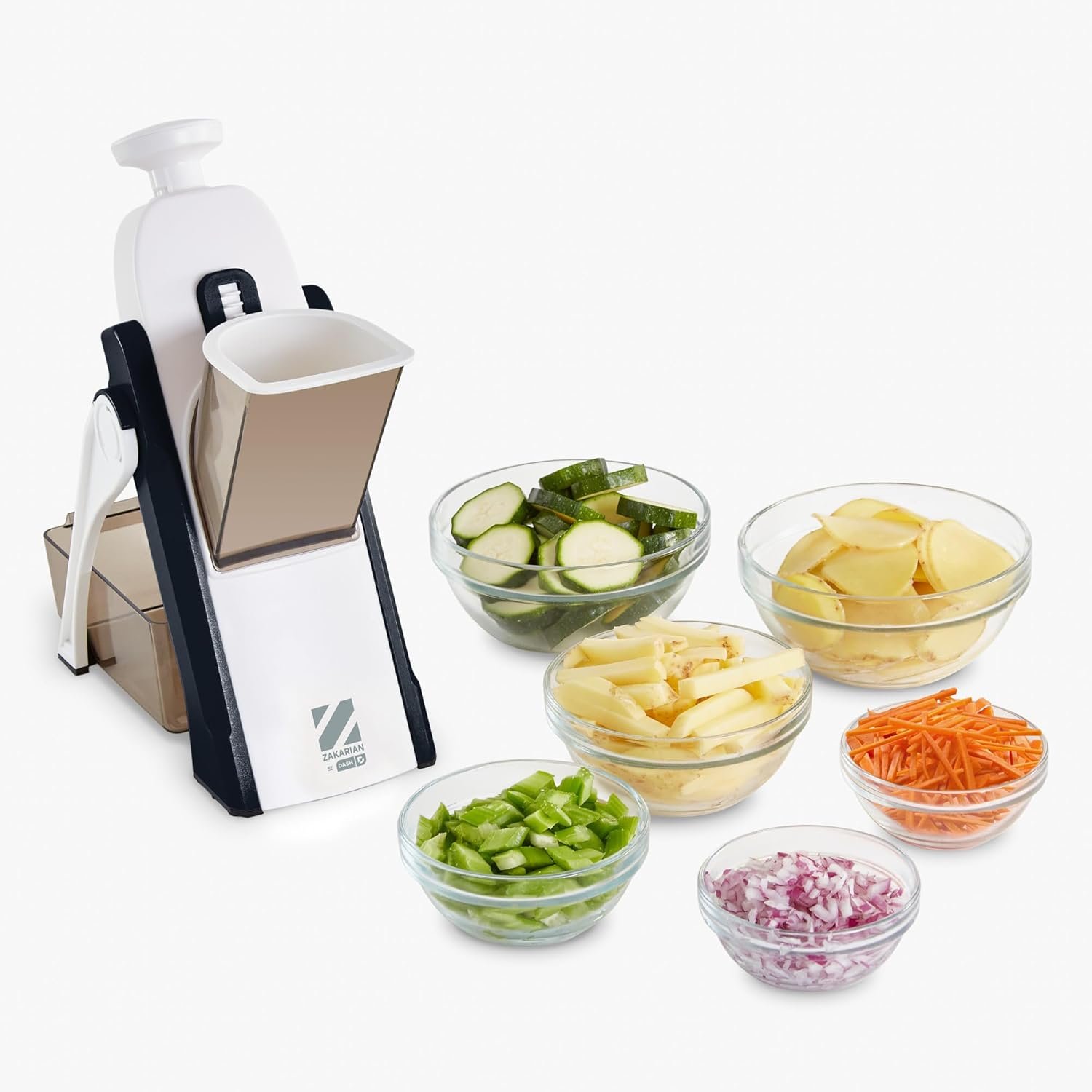 Zakarian by Dash Safe Slice® Mandoline – Features Thickness Adjuster, Stainless Steel Blades, and Foldable, Easy-To-Store Design – Black