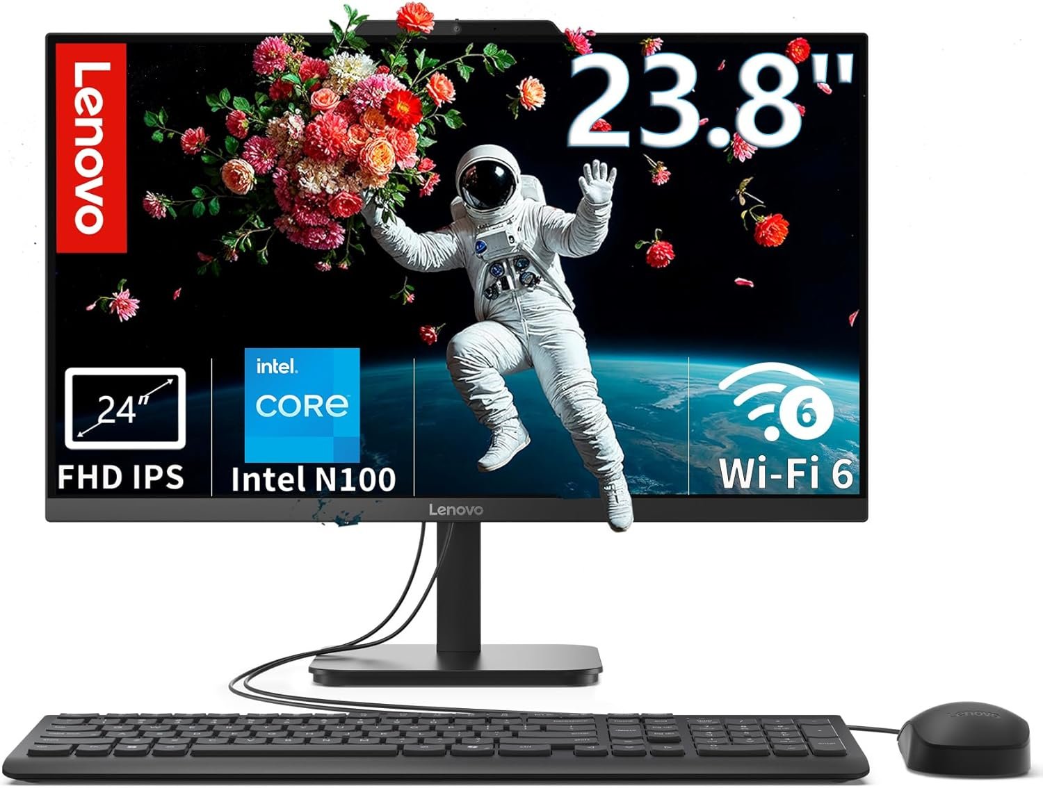 Lenovo IdeaCentre 24 All-in-One Desktop, 23.8″ FHD IPS Display, Intel N100 Processor, 16GB RAM, 512GB PCIe SSD, Wi-Fi 6, Bluetooth 5.2, Windows 11 Home, Business & Home Office PC