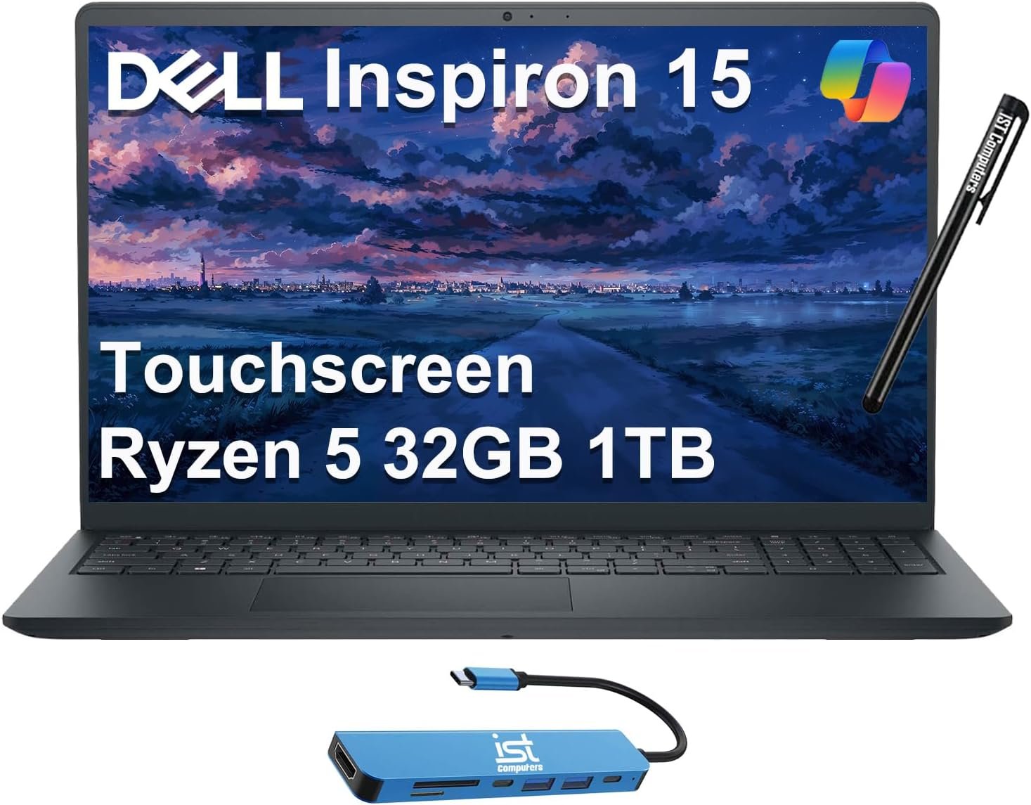 Dell Inspiron 15 3000 3535 Laptop (15.6″ FHD Touchscreen, AMD Ryzen 5 7530U, 32GB RAM, 1TB SSD, 6-Core (> i7-1165G7)) for Business, College Students, Enterprises, Webcam, Numeric Keypad, Win 11 Pro