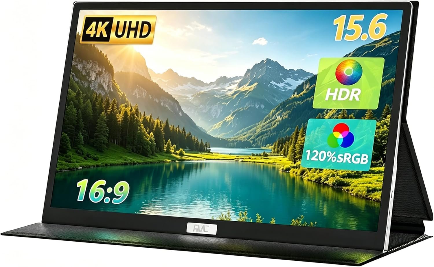 15.6 Inch 4K Portable Monitor Touchscreen, 3840×2160 Ultra HD USB-C HDMI Gaming Monitor, Slim Lightweight External Display with Built-in Speakers, Travel Secondary Screen for Laptop Phone PS5 Switch