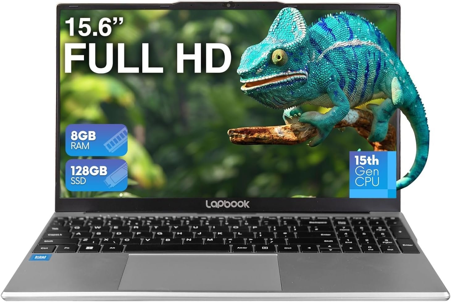 Lapbook 15.6″ Full HD Windows 11 Laptop (2026) – Built in USA, 15th Gen CPU, 8GB RAM, Expandable M.2 Storage up to 2TB, WiFi 5, Privacy Webcam