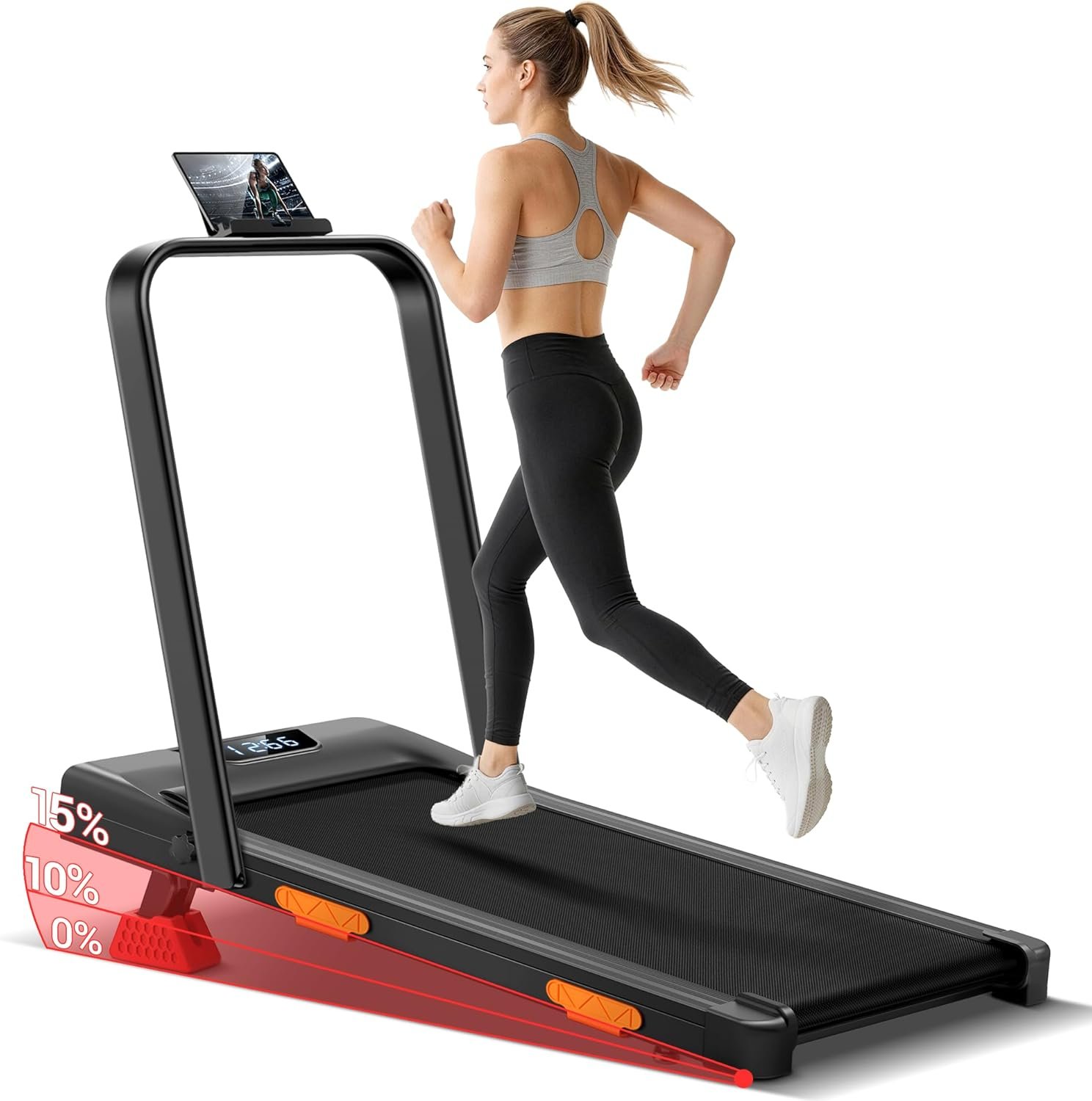 3-in-1 Walking Pad Treadmill with 15% Incline, 2.5HP Portable Under Desk Treadmills for Home and Office, Foldable Treadmill with Remote Control