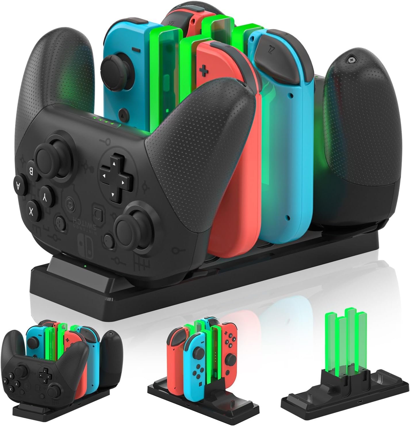 Controller Charger Dock for Nintendo Switch – 6 in 1 Charging Station for 4 Joy-Cons & 2 Pro Controllers, LED Indicator, Quick USB Charging, Not Compatible with Switch 2 Joycon