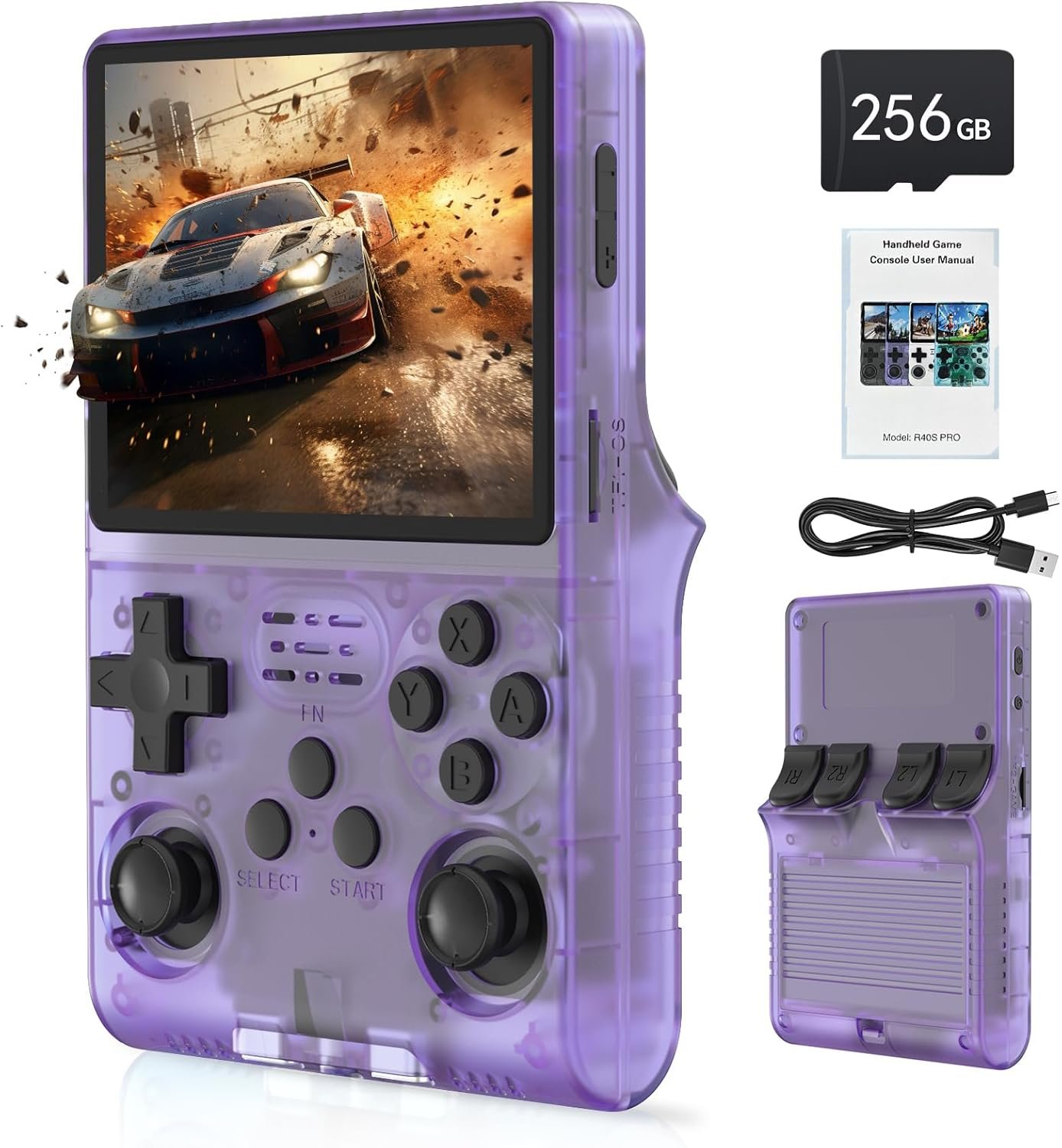 RegiisJoy R40S PRO 30000 in 1 Handheld Game Console 3.5 inch IPS Screen Mini Retro Console 3800mAh Portable Pocket Arcade 45 simulators 256G TF Card
