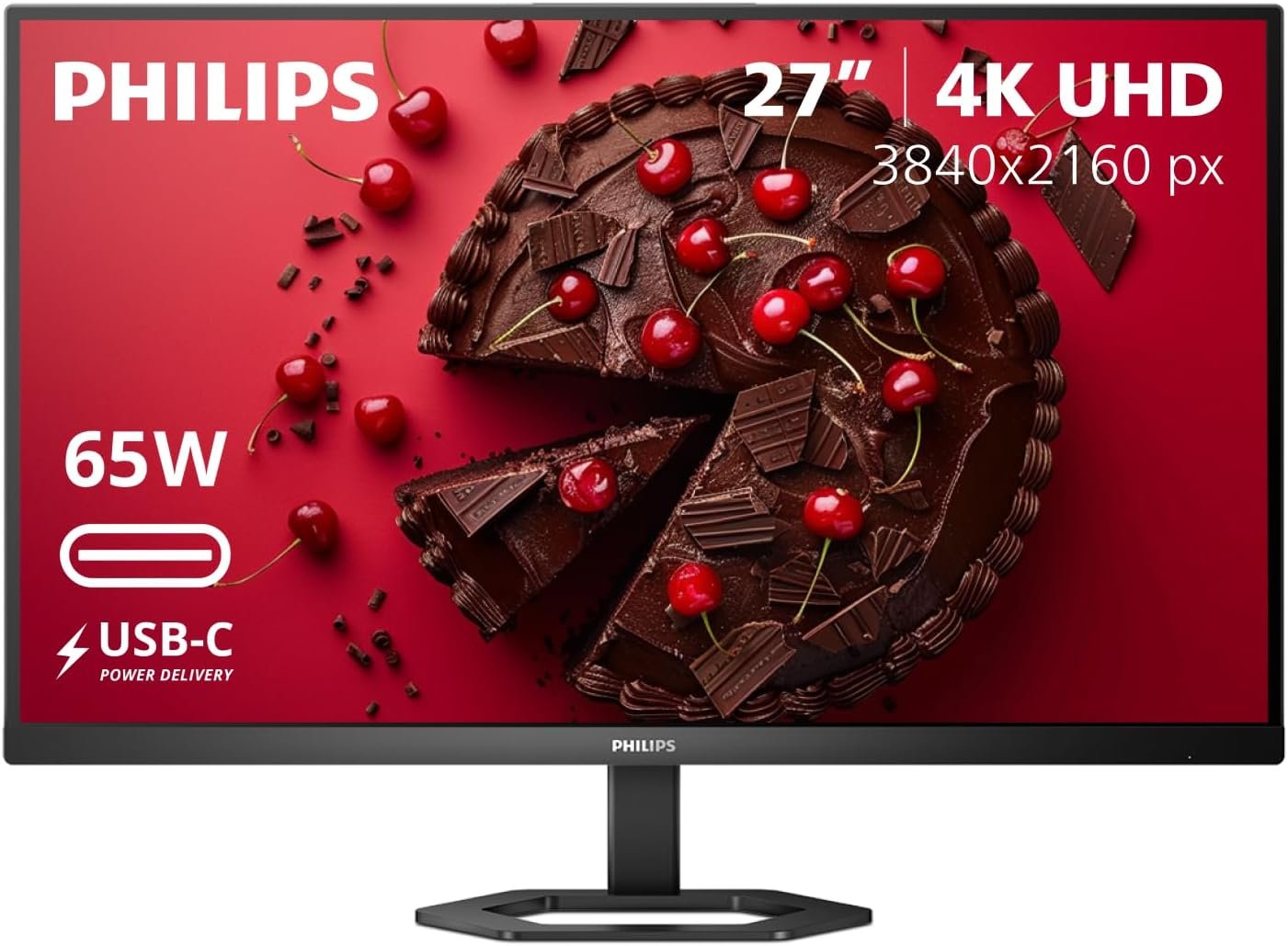 Philips 27 Inch 4K Computer Monitor, UHD 3840×2160 IPS Display with 65W USB-C Charging, HDR400, HDMI, DisplayPort, Height Adjustable Stand, 4 Year Advance Replacement Warranty, 27E1N5900R