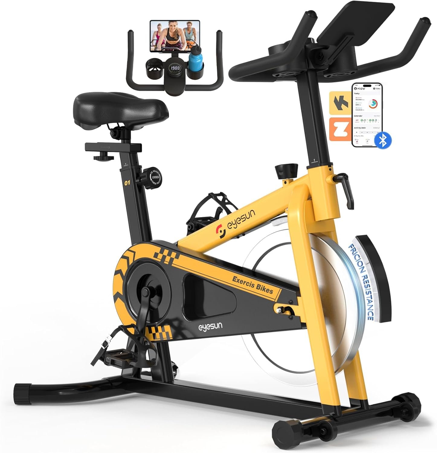 Exercise Bikes for Home, Exercise Bike with Adjustable Friction, Brake Pad Resistance Silent Belt Drive, 330lbs Weight Capacity &Upgraded Version Seat for Home Cardio&Weight Loss