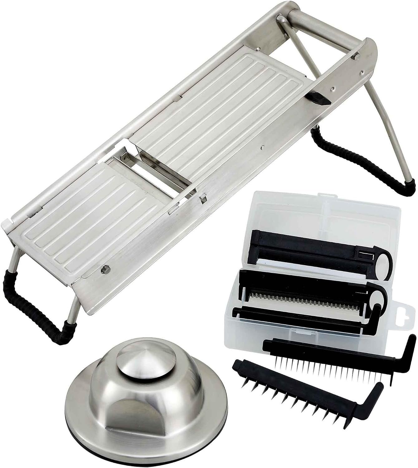 Winco winware Stainless Steel Mandoline Slicer Set with Hand Guard
