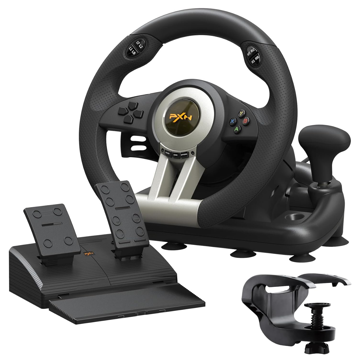 PXN V3III Steering Wheel Gaming – Gaming Racing Wheel with Line Pedals and Paddle Shifter Vibration Feedback Racing Wheel for PS4, PS3, Switch
