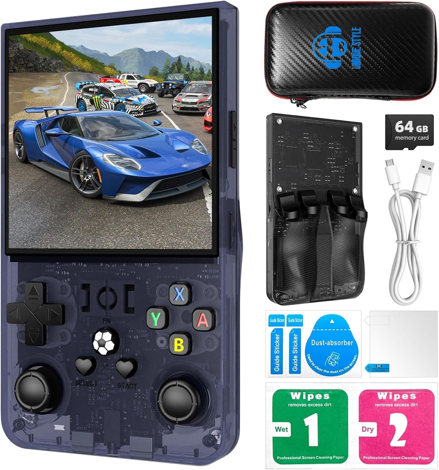 R36MAX Retro Handheld Game Console, 4.0 Inch 720×720 IPS Screen, 128GB Built-in 22000+ Classic Game, Portable Hand Held Open Source Linux System, 4000mAh Battery Retro Gaming Console(Gray 128GB)