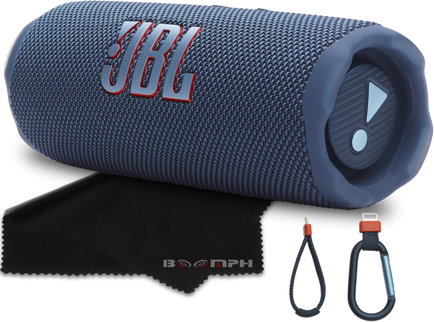 JBL Flip 7 Portable Bluetooth Speaker, IP68 Waterproof, Dustproof, Drop-Proof, PushLock System, AI Sound Boost, 16H Battery – Blue – Boomph’s Comprehensive Ultimate Performance Cloth Solution