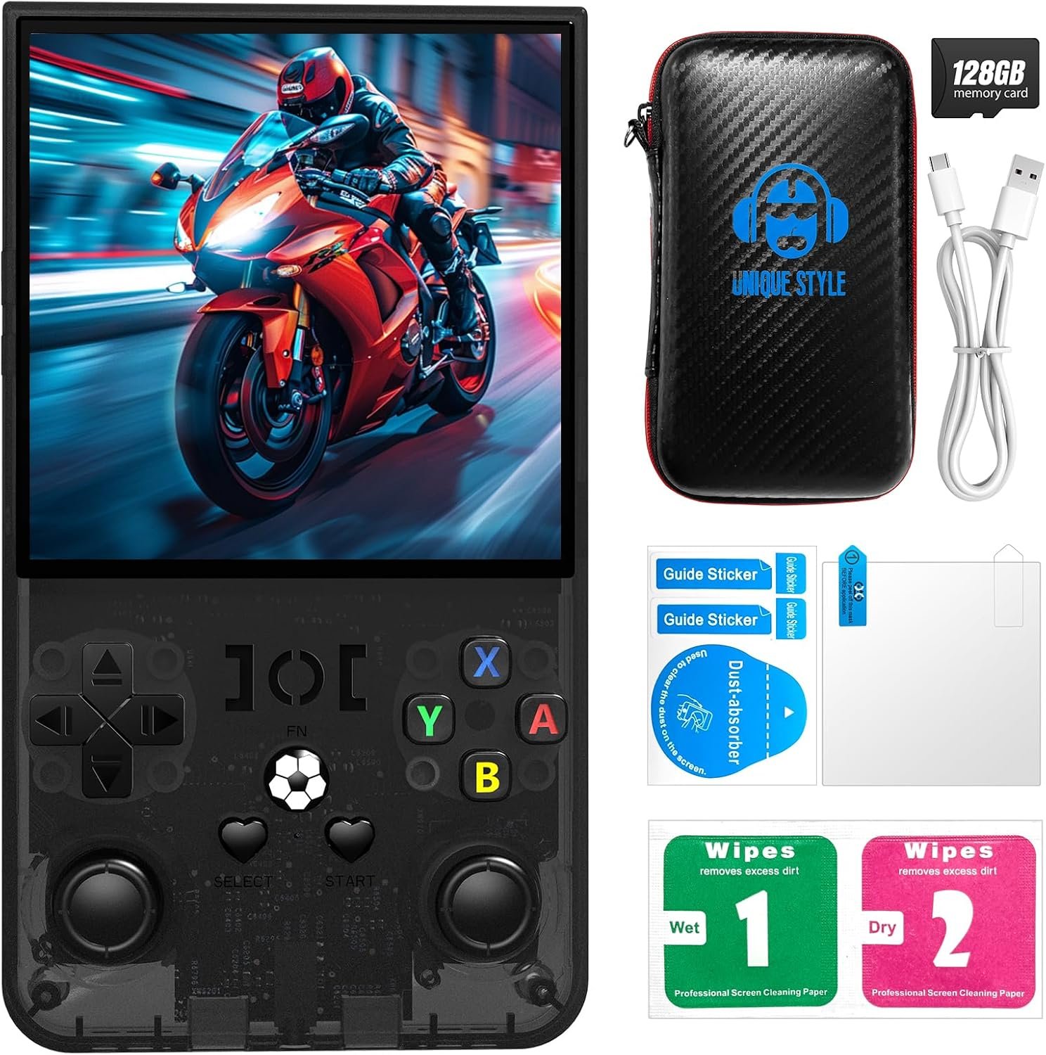 R36MAX Retro Handheld Game Console, 4.0 Inch 720×720 IPS Screen, 64GB Built-in 18,000+ Classic Game, Portable Hand Held Open Source Linux System, 4000mAh Battery Retro Gaming Console(Black 64GB)