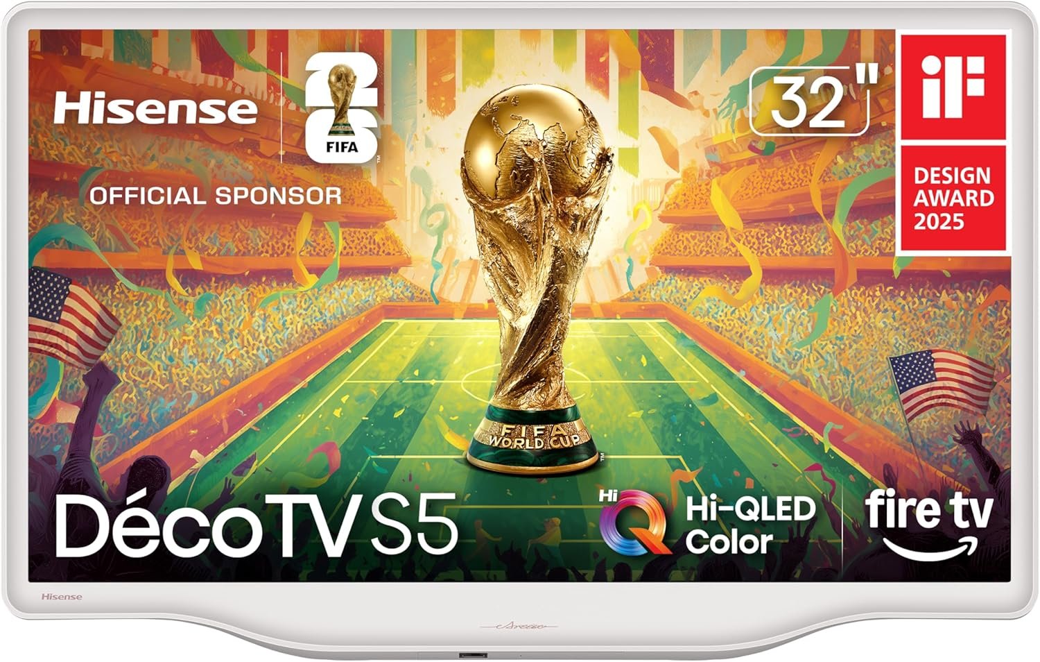 Hisense 32-Inch S5 DécoTV Series Hi-QLED FHD Smart Fire TV (32S5QF) – Versatile Fit, Hi-QLED Color, Art-Inspired Design, Fluid Central Stand, DTS Virtual: X, Stream Live TV Without Cable