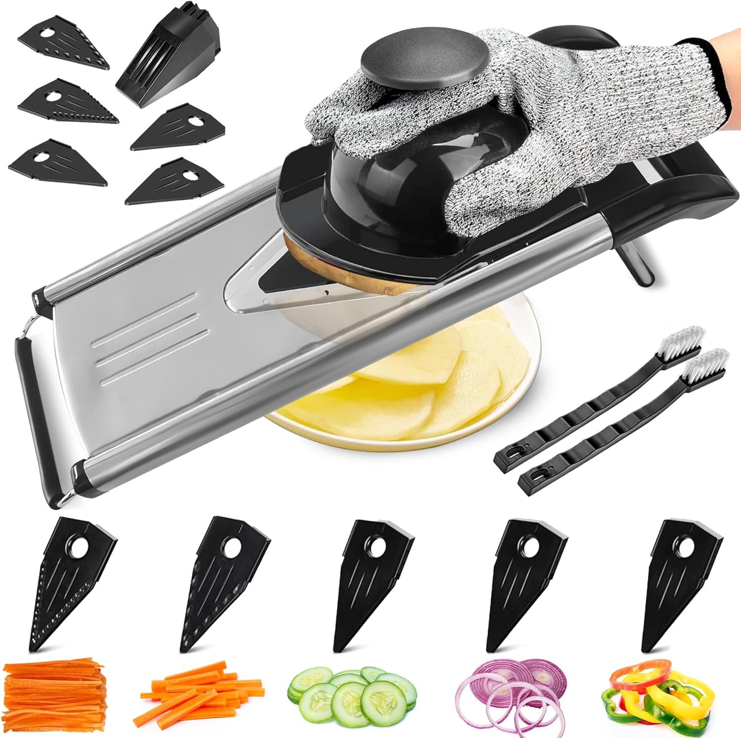 mandoline slicer, mandoline slicer for kitchen,Stainless Steel mandolin slicer,Vegetable Slicer,mandoline food slicer,slicer vegetable cutter,Cut-Resistant Gloves，