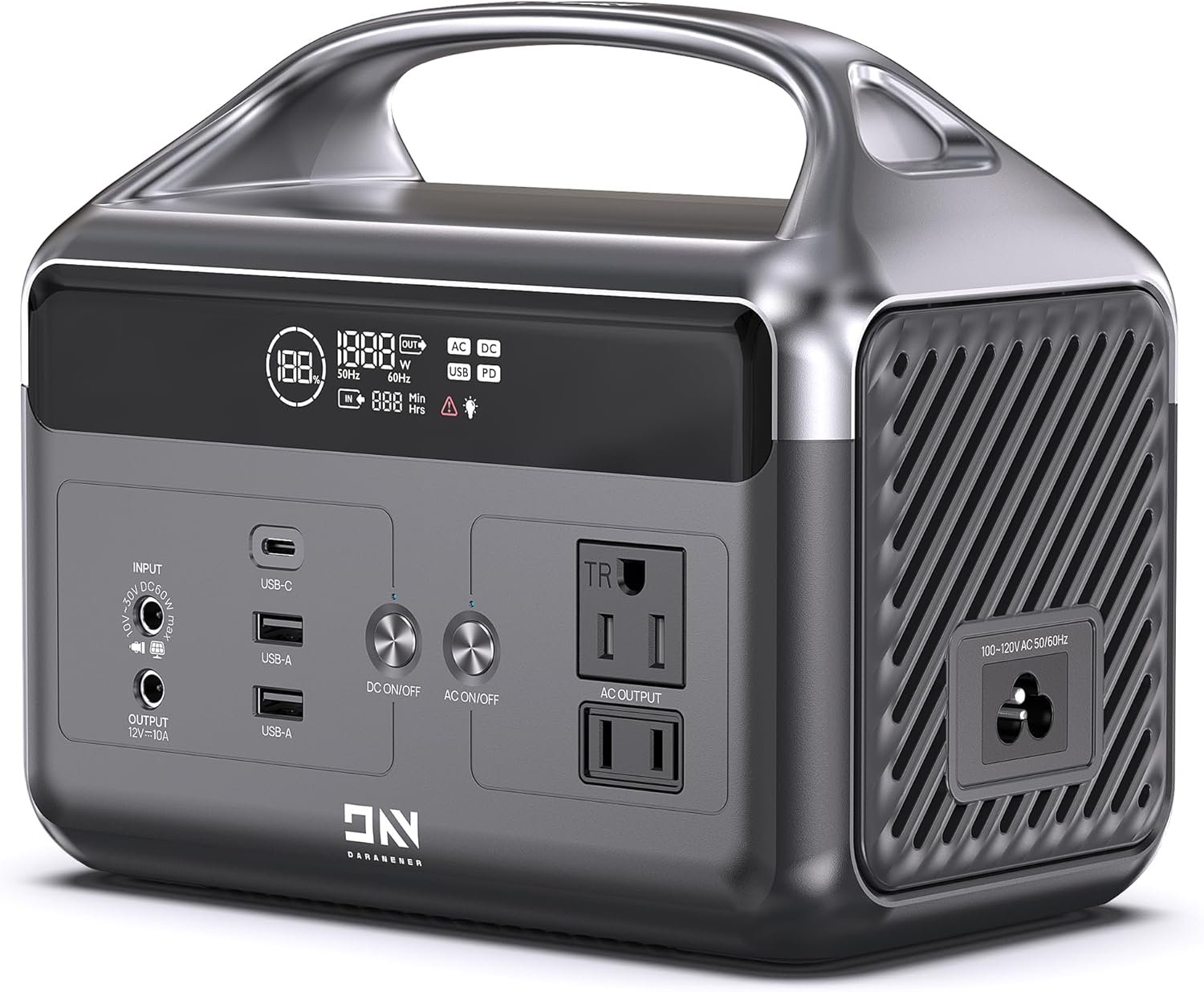 DaranEner 300W Portable Power Station, 192Wh LiFePO4 Solar Generator (600W Surge), 2H Fast Charging Power Bank w/ 2 AC Outlets, PD 60W, LED Light for Camping, Home Emergency, Power Outage, RV