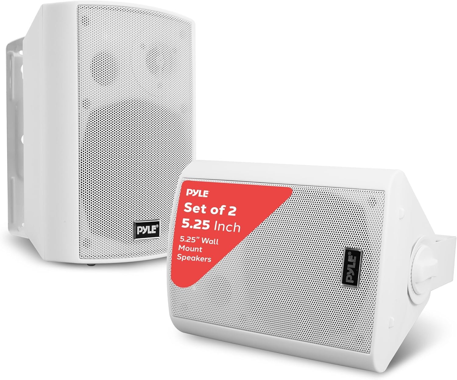 Pyle 5.25″ Wall Mount Bluetooth Speakers, Waterproof Indoor/Outdoor Speaker System, 240W Max, Marine Grade, Wireless Music Streaming, Full Range Stereo, Suitable for Patio, Poolside, Home (White Pair)