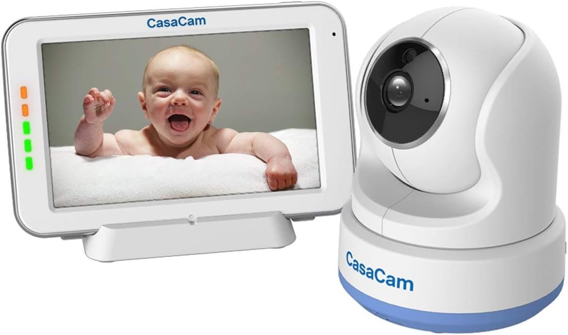 CasaCam CozyCam BM200 Video Baby Monitor with 5″ Touchscreen and HD Pan & Tilt Camera, Two Way Audio, Lullabies, Nightlight, Automatic Night Vision and Temperature Monitoring Capability