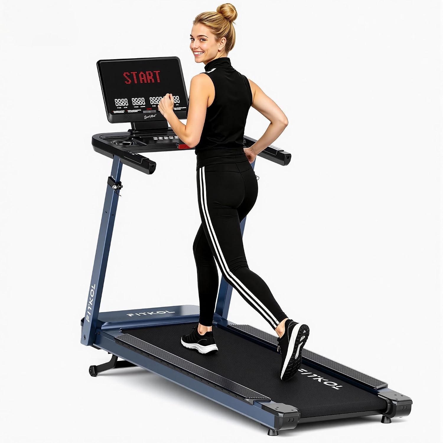 AI-Adaptive Smart Home Treadmill – Auto Speed & Incline Adjustment, Smart Heart Rate Control, Real-Time AI Running Coach, 5.0HP Motor, 440lb Capacity, No Subscription Required, NB6 (Black-Blue)